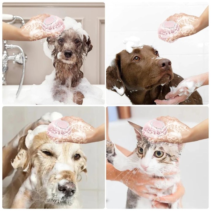 Weiche Silikon-Hundebürste, Haustier-Shampoo-Massagegerät, Badebürste, Badezimmer, Puppycat, Wasch- und Massagespender, Pfleg