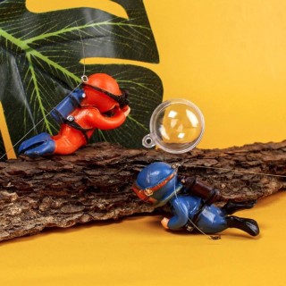 Leuchtender grüner Mini-Taucher, Kawaii, simulierter schwimmender Froschmann für Aquarium-Ornamente, Aquarium-Dekoration, Aqu