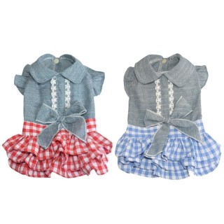 Sommer-Kleidung für kleine Hunde, mit Schleife, süßer Jeansrock, modische hübsche Weste, Prinzessinnenkleid, Chihuahua, Yorks