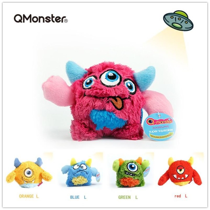 Q-monster Stimmspielzeug für Haustiere, Eingebauter Soundball, Lustiges, Interaktives Hundespielzeug, Apportieren & Weich, Ro