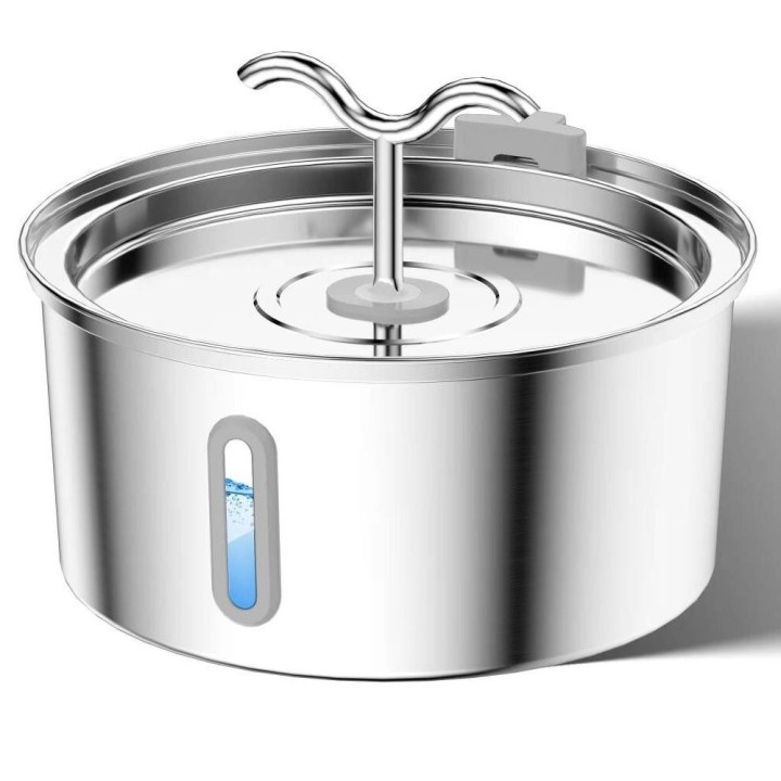 Automatischer Katzenbrunnen, 3,2 l, Edelstahl-Wasserspender für Haustiere, Wasserspender für Hunde mit Füllstandsfenster, gee