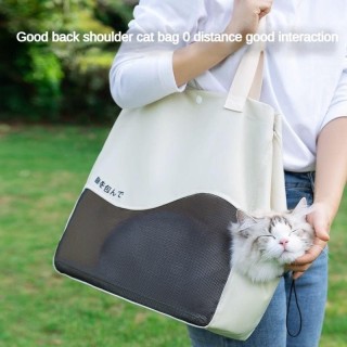 Katzentasche aus tragbarer Umhängetasche, umgehängte Segeltuchtasche, Katzentasche, kleiner Hund, Heimtierbedarf weiß