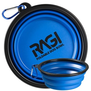 Faltnapf für Hunde 500ml Silikon Blau, für Spaziergänge und Reisen