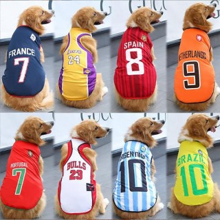 Haustier-Hundekatzen-Netzunterhemd-WM-Fußball-Basketball-Kleidung Jersey-Fußball-Weste-Kleid für große und kleine Hunde Golde