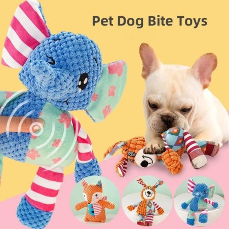 Plüsch-Hundespielzeug in Tierform, bissfest, quietschendes Spielzeug, Cord-Hundespielzeug für kleine und große Hunde, Welpen,
