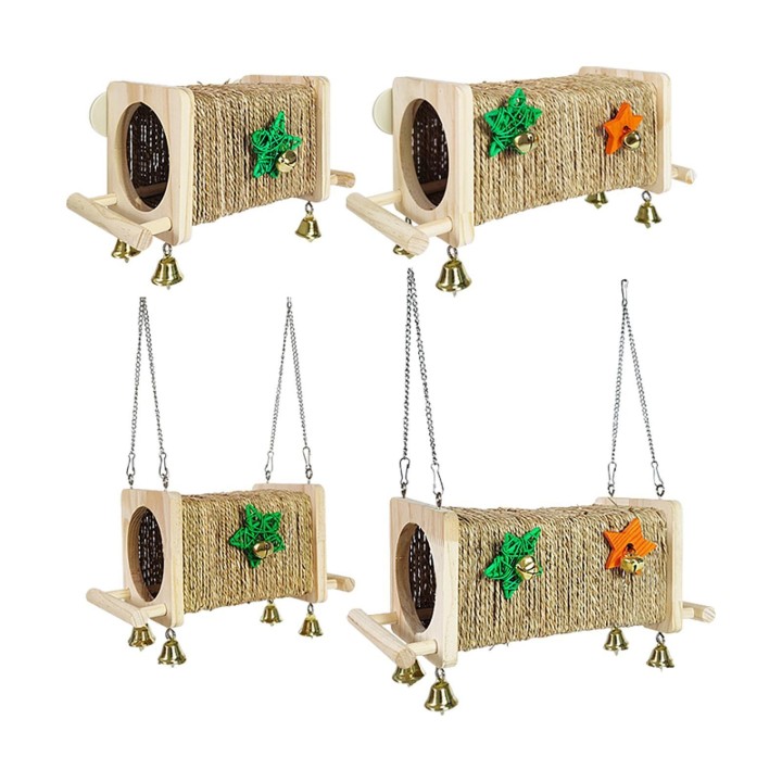 Handgewebtes Vogelhäuschen aus Gras zum Aufhängen, Vogelhütte, Zaunkönig, Finken, Vogelhäuschen, Papageiennest, Haus für Gart