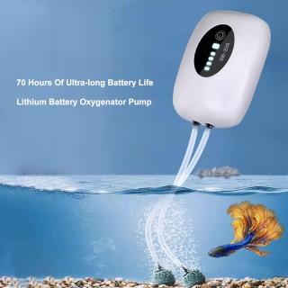 Aquarium-Luftpumpe, wiederaufladbar, USB-Sauerstoffpumpe, Aquarium-Bubbler, hohe Kapazität, 4800 mAh, Lithium 2600mAh weiß