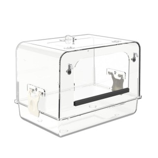 1 STÜCKE Vogelbadewanne Für Käfigvögel Große Abnehmbare Badewanne Duschbox Papagei Durchsichtige Hängende Badebox Aus Acryl M