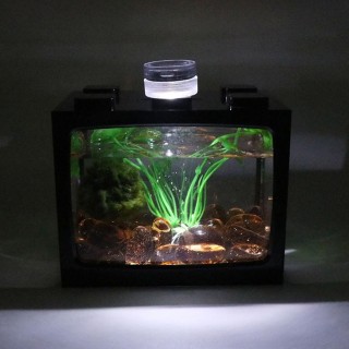 Transparentes Mini-Aquarium, kreatives stapelbares Design mit weißem LED-Licht für Fischschildkröten, ökologisches Acryl-Aqua