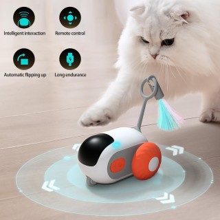 Intelligentes Katzenspielzeug, 2 Modi, automatisch bewegliches, ferngesteuertes Spielzeugauto für Katzen und Hunde, interakti