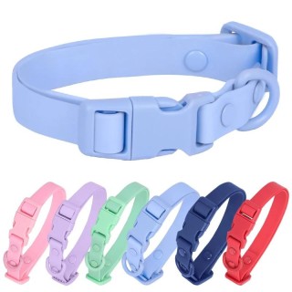 Neues Hundehalsband aus PVC in Macaron-Farbe, wasserdicht, schmutzabweisend, leicht zu reinigen, verstellbares Halsband, Hund