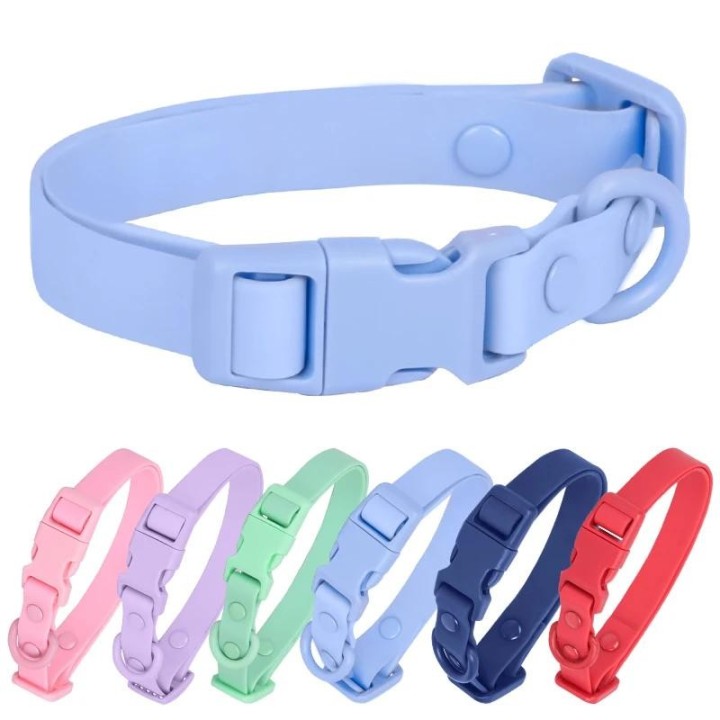Neues Hundehalsband aus PVC in Macaron-Farbe, wasserdicht, schmutzabweisend, leicht zu reinigen, verstellbares Halsband, Hund