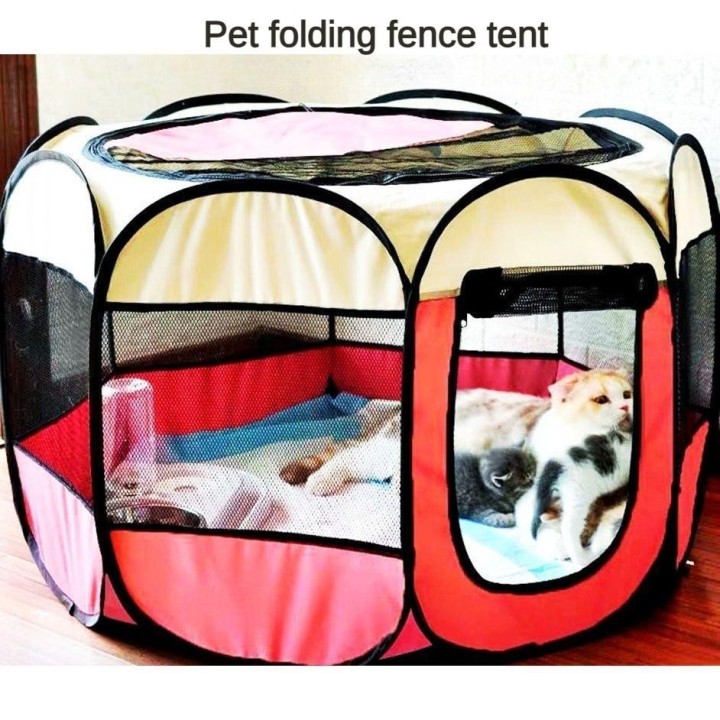 Faltbare Hundehütte Katzenhütte Achteckiger Haustierzaun Hund Katze Haustierzelt M 91*91*58 graue