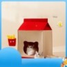 Herbst und Winter Katzen-Cartoon-Filz-Milchkarton-Pommes-Frites-Katzennest Kleine Hundehütte Universelles Haustiernest-Zubehö