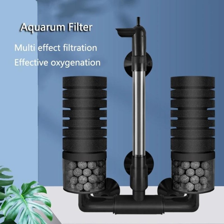Schwarzer Aquariumfilter für Aquarium Luftpumpe Skimmer Biochemischer Schwammfilter Aquarium Biofilter Filtro Aquario rosa