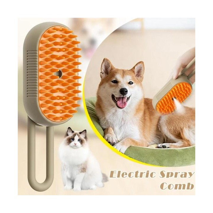 Elektrische Dampf-Katzenbürste, 3-in-1-Tierpflegekamm, Spritzschutz-Katzenbürste mit Dampfspray, Haarentfernungskämme, Hundeb