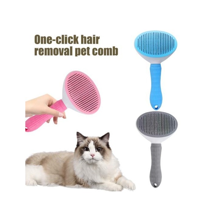 Katzenpflegebürste, schmerzlose Tierhaarentfernung, sanfter Entwirrungskamm für Haustiere mit Ein-Klick-Taste zum Haarentfern