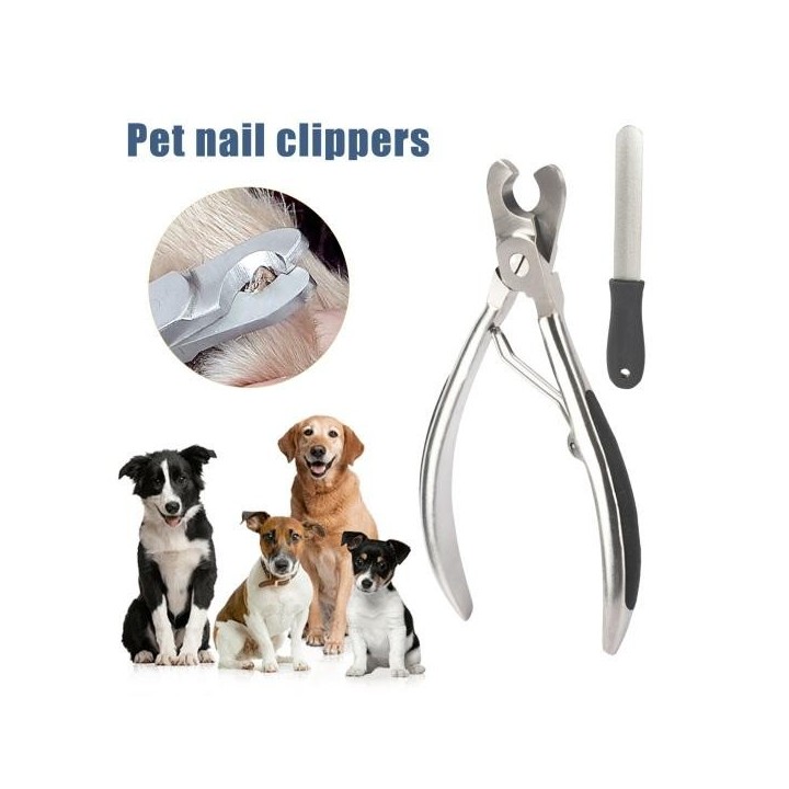 Weit geöffneter Nagelknipser für Hunde, rasiermesserscharfer Hundekrallenschneider mit Nagelfeile, robuster Haustier-Nagelkni