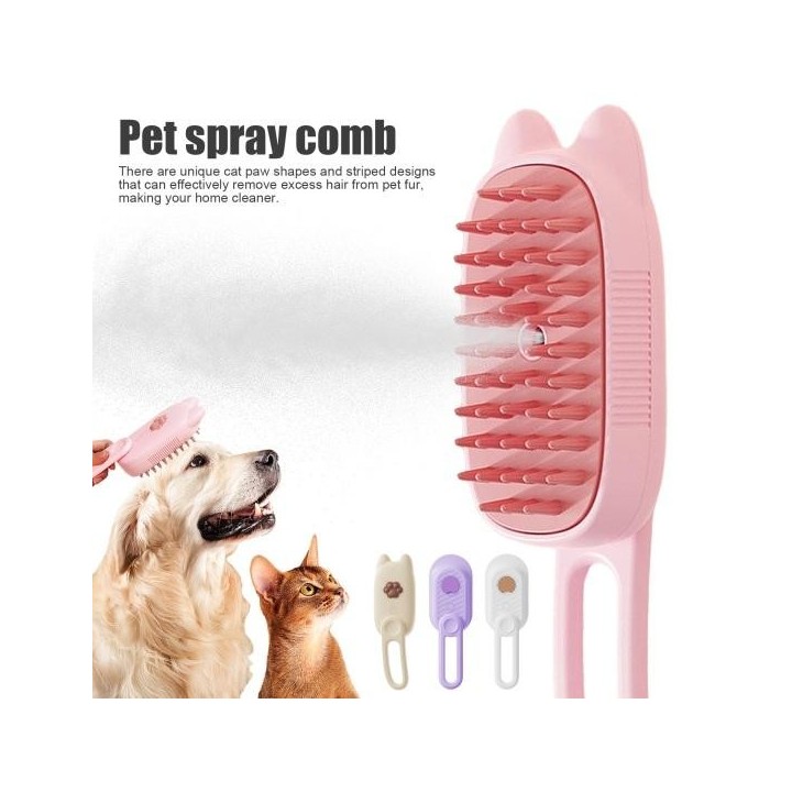 Dampfbürste für Katzen, 3-in-1-Sprühbürste für die Fellpflege von Haustieren, Massage-Spa-Kamm für Katzen, selbstreinigende D