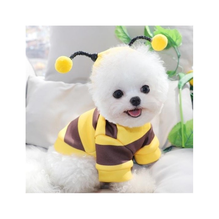 Haustier-Bienenkostüm, Hunde-Winterpullover, warme Kleidung, Urlaubs-Cosplay-Outfit für kleine und mittelgroße Hunde und Katz