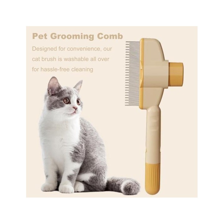 Haustierkamm, selbstreinigende Zupfbürste, Fellpflegewerkzeug für Hunde und Katzen, Entwirrungskamm zur Tierhaarentfernung fü