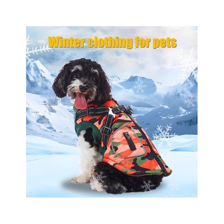 Wintermantel für Hunde, wasserdicht, mit Reißverschluss, Schneejacke für Hunde, winddichte Welpenjacke, warmer Mantel, reflek