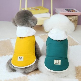 Warmer Hundemantel aus Fleece mit Kapuze, Winterkleidung für Haustiere, dicke Schneejacke, Outdoor-Reisebekleidung für kleine