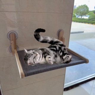 Katzensitzstange für Fenster mit faltbarem Design und Saugnäpfen für den Innenbereich Wood color