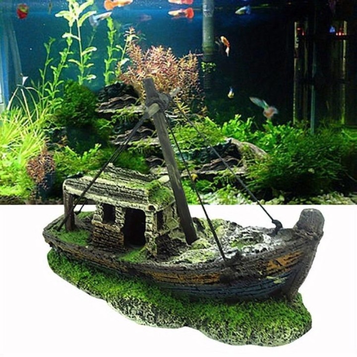 Aquarium Landschaft Wrack Schiff Dekor Harz Boot Ornament Aquarium Zubehör Dekoration A