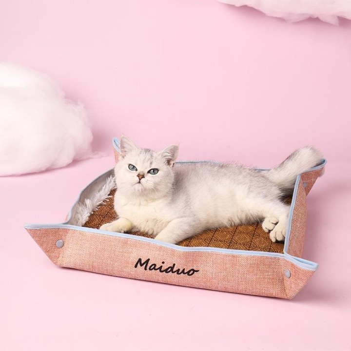 Katzennest mit vier Ecken, Katzenmatte mit doppeltem Verwendungszweck, universelle Haustiermatte, Nest, Zwinger, Haustierbeda