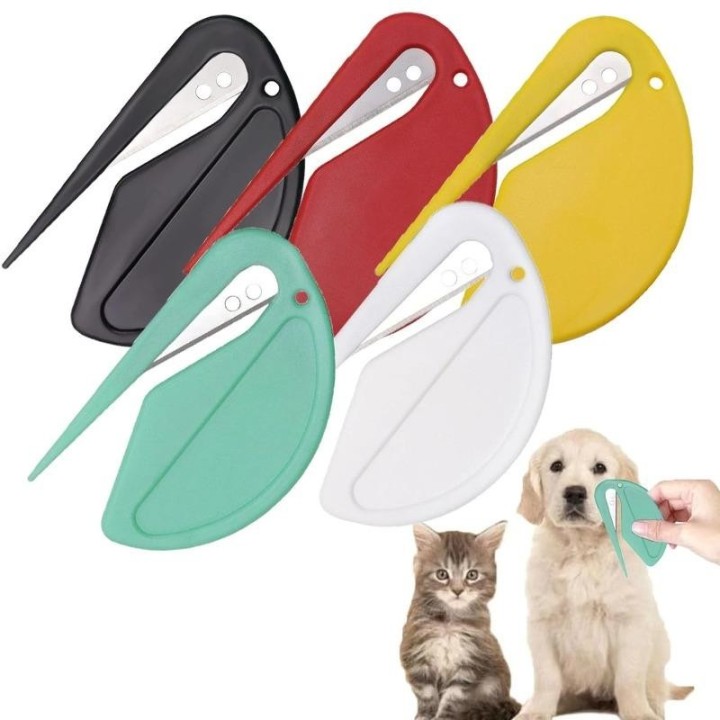 5 stücke Haustier Knoten Cutter Bunte Perfekte Entwirrungswerkzeug Für Katzen Kleine Und Scharfe Pflege Knoten Entferner