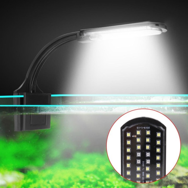 Aquariumlicht, LED-Klemmlicht für Fische im Aquarium mit separatem Netzschalter, 5 W, hohe Helligkeit, weiße und blaue Beleuc