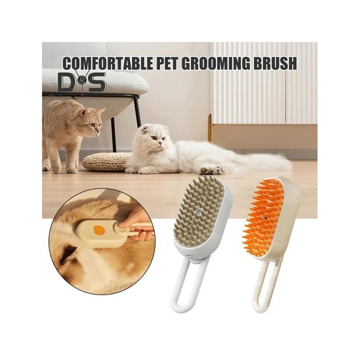 Dampfbürste für Katzen, wiederaufladbare Dampfbürste für Haustiere mit um 360 Grad drehbarem Griff, Massagekamm zur Entfernun