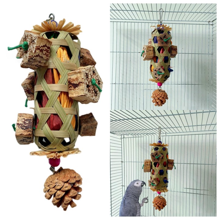 Kauspielzeug für Kleintiere, für Vögel, Papageien, Kauspielzeug, aus Maisstroh gewebtes Spielzeug zum Kauen und Zähneknirsche