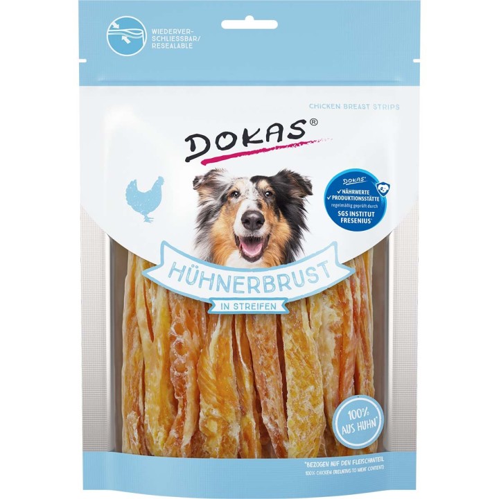 Dokas Hundesnack Hühnerbrust in Streifen 250 g