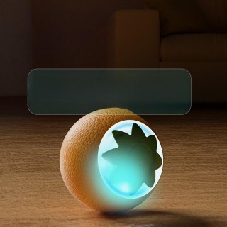 Neuer orangefarbener Katzenspielzeugball, bissfest, Langeweile lindernd, lustiger Katzenball, durch Gravitation rollender Spr