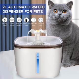 Automatischer Wasserspender für Haustiere, 2 l, LED-Wasserstandsanzeige, geräuschloser Wasserspender für große und kleine Hun