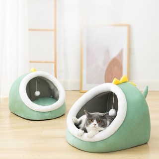 Katzenhaus, halbgeschlossenes Katzenhaus und Zwinger in Dinosaurierform, für den Winter, warm, für tiefen Schlaf, Katzenhaus,