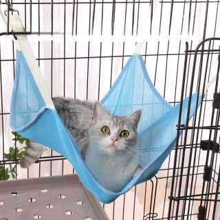 Ganzjahres-Hängematte für Haustiere, atmungsaktives Sommer-Hängebett aus Netzstoff, Katzenhängematte, verstellbare Katzenscha