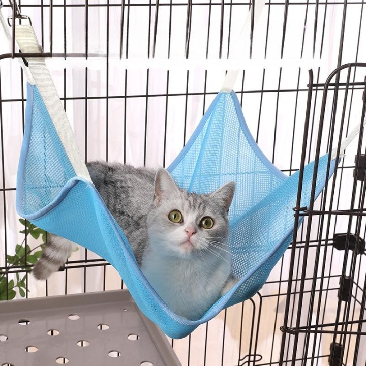 Ganzjahres-Hängematte für Haustiere, atmungsaktives Sommer-Hängebett aus Netzstoff, Katzenhängematte, verstellbare Katzenscha