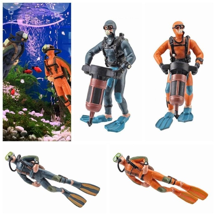 Für Fischtanks Harz Landschaft Fisch Tank Accessoies Wenig Taucher Schwimm Gerät Aquarium Dekor orange-A