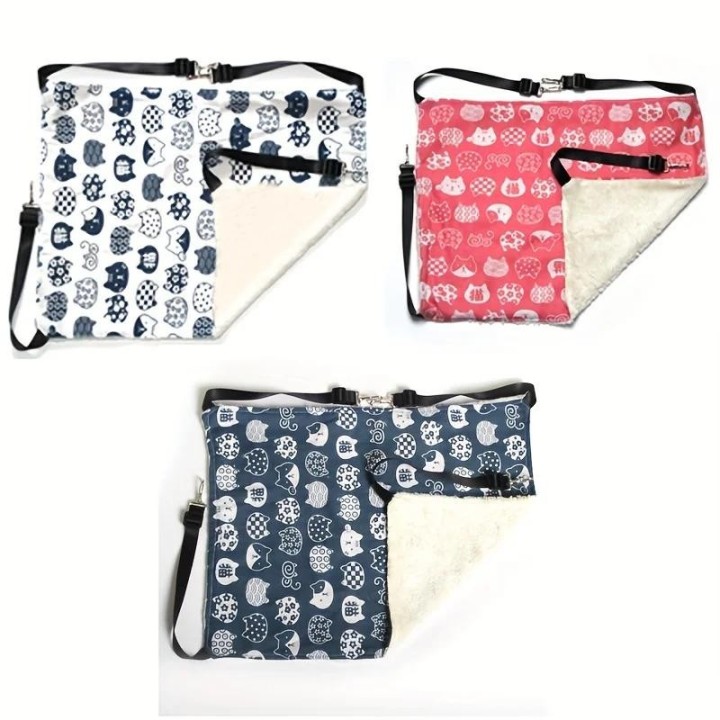 1 gemütliches Katzenhängemattenbett mit Winterwärme und süßem Katzenaufdruck – perfektes Haustierzubehör für Katzen und klein