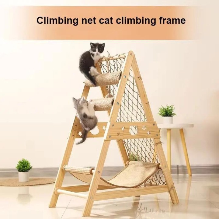 Katzenklettergerüst Katzenbaum Sisal Katzenhängematte Katzenkratzbaum Kletternetz Integriertes Katzenklettergerüst Spielzeug
