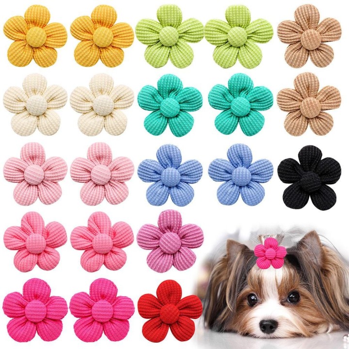5/10 STK Frühlings-Hundeschleifen für Welpen und Katzen, Blumenschleifen, Gummibänder für Hunde, modisches Hundehaar-Accessoi