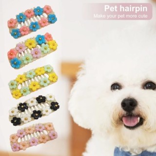 Haustier Haar Barrettes Blume Decor Hundesalon Edelstahl Mode Haustier Haar Clips für