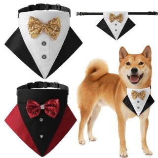 Haustierhalsband, verstellbares Hunde-Bandana-Halsband mit Schleife, elegantes, charmantes Haustier-Dreiecks-Lätzchen-Kostüm