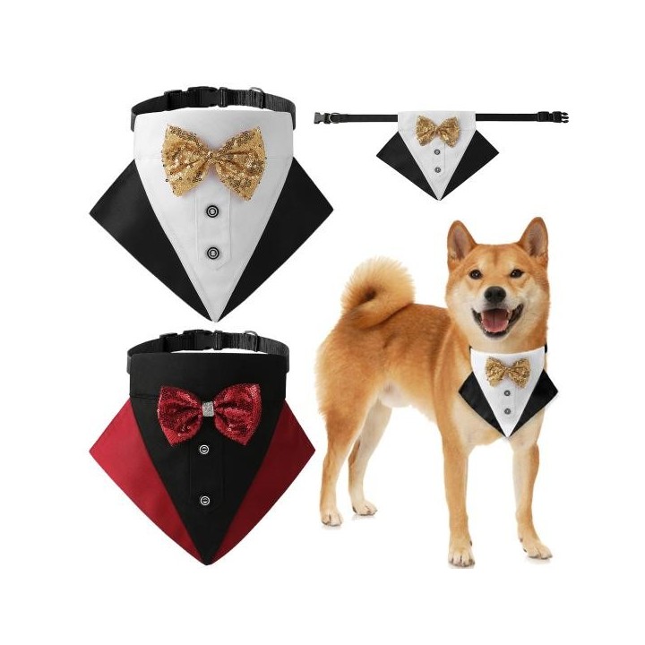 Haustierhalsband, verstellbares Hunde-Bandana-Halsband mit Schleife, elegantes, charmantes Haustier-Dreiecks-Lätzchen-Kostüm