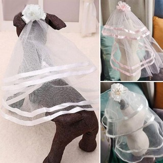 Party Cosplay Kleine Hundekleidung Kostüm Hundeschleier Pailletten Spitzenschleier Hundekopfbedeckung Haustier Hochzeitsschle