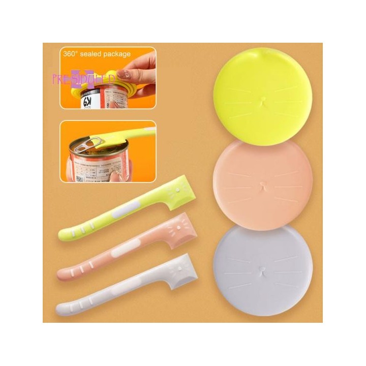 2 Stück/Set Deckel für Katzen- und Hundefutterdosen mit Löffel, universell, BPA-frei, lebensmittelecht, versiegelt, Löffel-Se