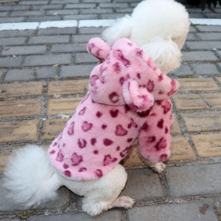 Weiche Leoparden-Hundemanteljacke, warmer Winter, Haustier-Hundekleidung, warmer Haustier-Hoodie-Mantel, Herbst M braun